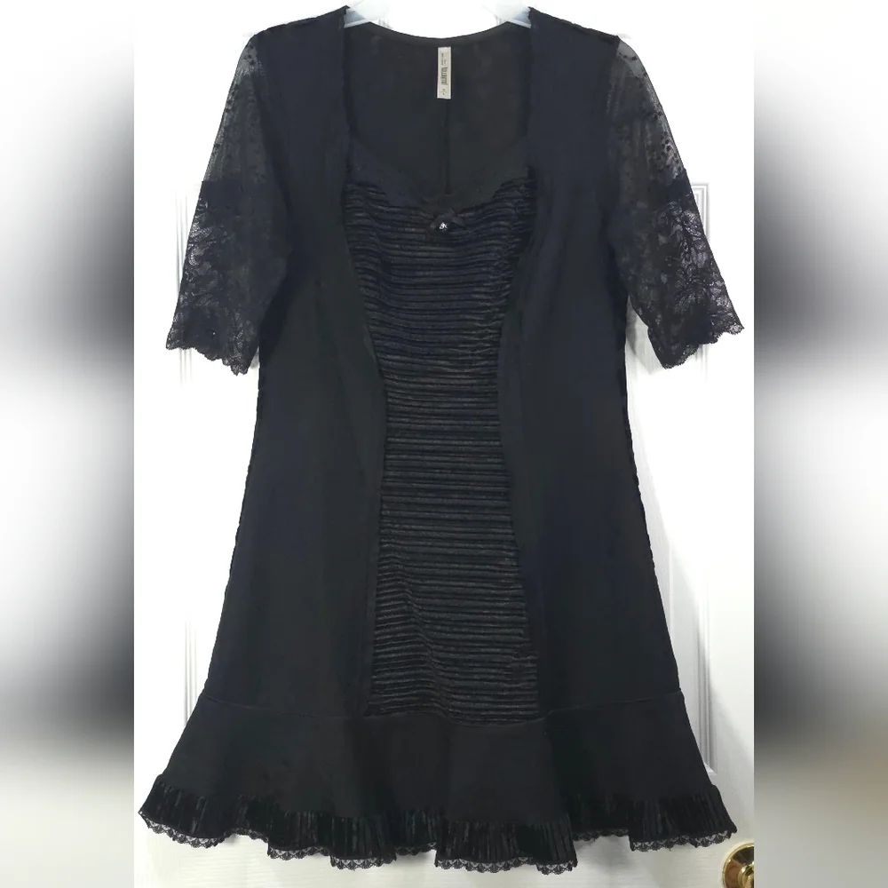 Kollontai Gothic Lolita Lace & Mesh Mini Dress Velvet Back Size L - Picture 2 of 10